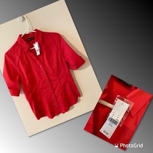 New York & Co bright orange buttoned down blouse